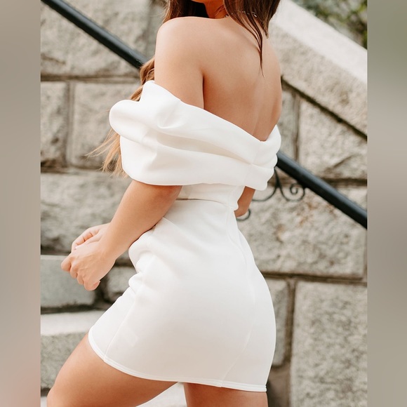 Off The Shoulder Mini Dress - White - Picture 7 of 7